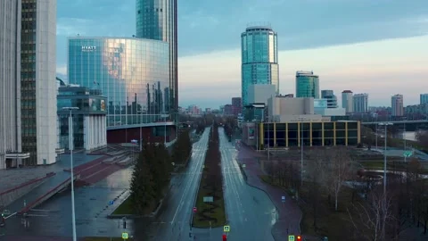 Aerial view of an empty city during a pandemic Stock-Footage 149114128