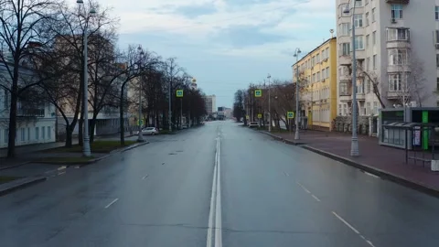 Aerial view of an empty city during a pandemic Stock Footage 149118871