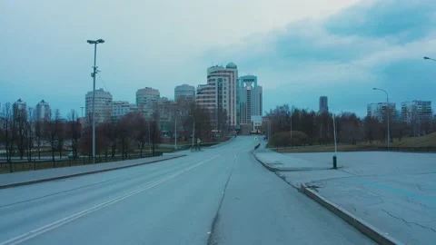 Aerial view of an empty city during a pandemic Stock Footage 149141043