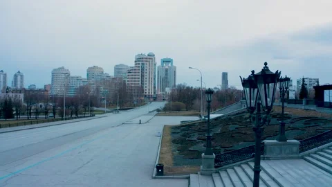 Aerial view of an empty city during a pandemic Stock Footage 149141586