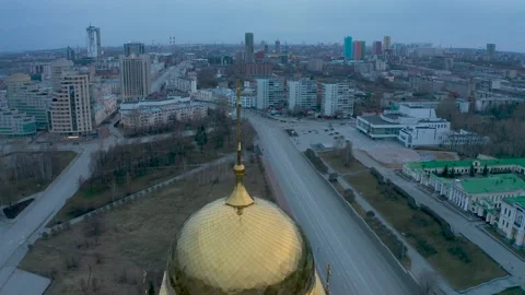 Aerial view of an empty city during a pandemic Stock-Footage 149142226