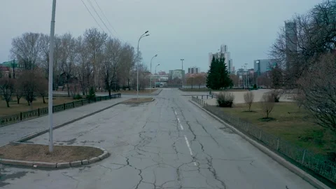 Aerial view of an empty city during a pandemic Stock Footage 149145666