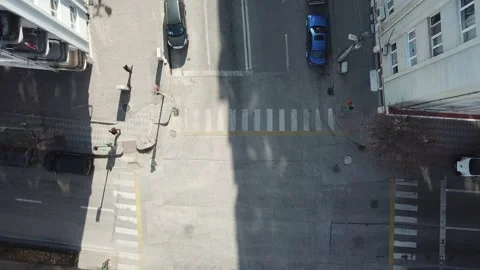 Aerial view of the empty city streets during the quarantine days. Video stock 144487531