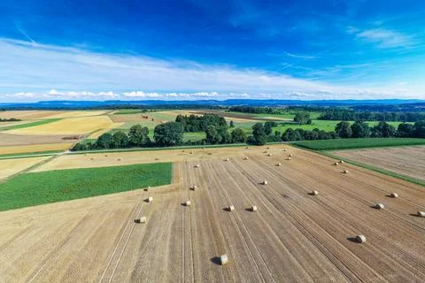 Aerial view of empty fields and swabian alb Foto stock