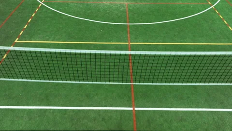 Aerial View Of Empty Green Multi Sport Court In Masuria Poland Stock Footage 337727930