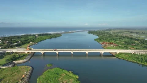 Aerial View of Empty Highway Bridge at Dawn Without People Stock Footage 269597819