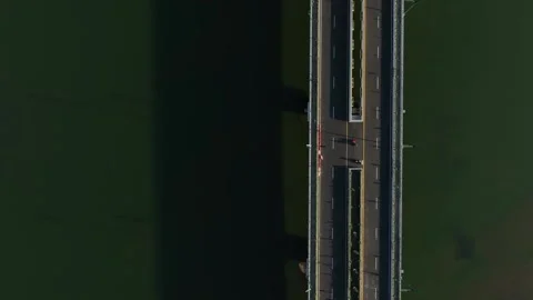 Aerial View of Empty Highway Bridge at Dawn Without People Stock Footage 269601225