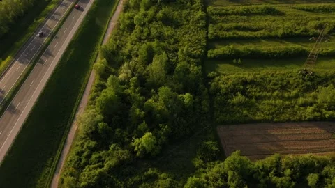 Aerial view of empty highway due coronavirus pandemic, Croatia. Video stock 130440223