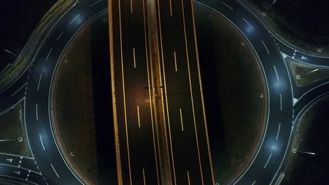 Aerial view of empty highway in night Stock Footage 73471740