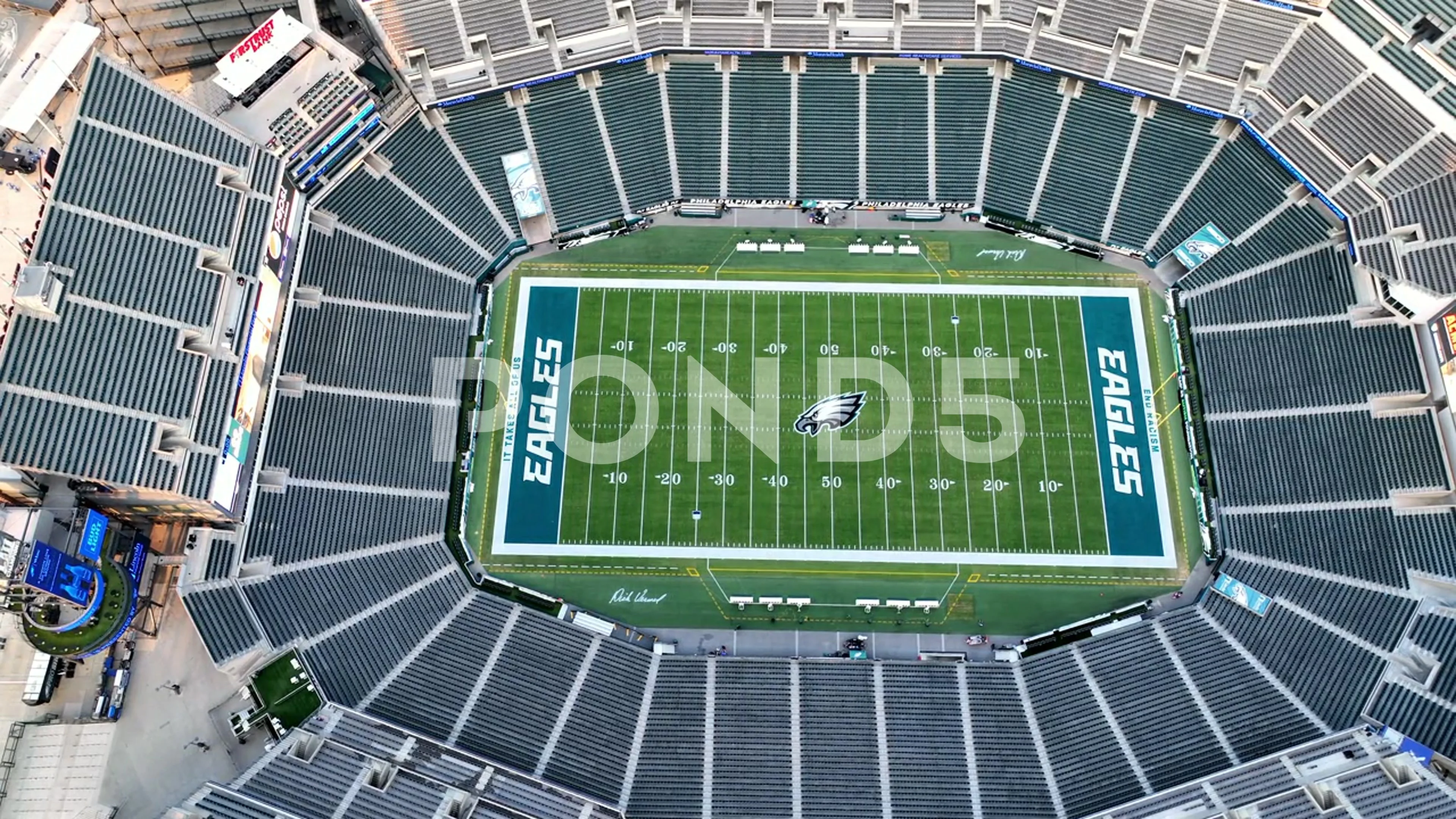 Wide-angle shot of an empty Lincoln Financial Field, home stadium