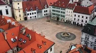Aerial View Of Empty Main Square Of Bratislava During Corona Virus Quarantine Stock Footage