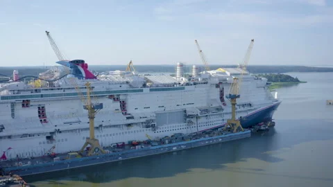 Aerial view of empty Meyer Turku Shipyard. Stock Footage 134973079