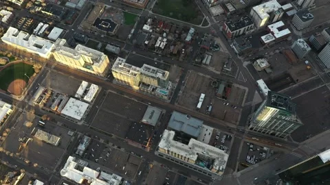 Aerial View of Empty Parking Lots and Buildings in Downtown Denver, Stock Footage 158624865