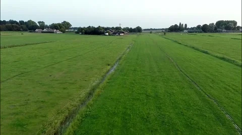 Aerial view of empty pasture Stock Footage 60696169