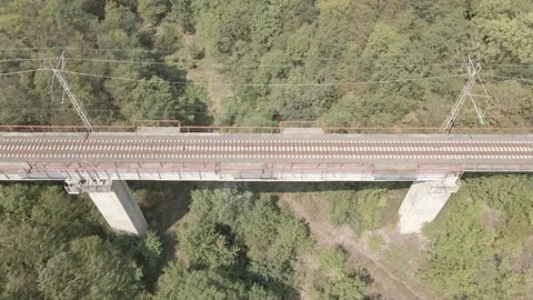Aerial view of empty Railway bridge in Samtskhe-Javakheti region, Georgia. 스톡 동영상 161841799
