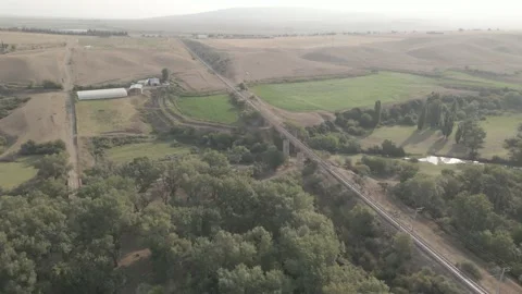 Aerial view of empty Railway bridge in Samtskhe-Javakheti region, Georgia. Video stock 161853364