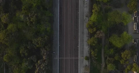 Aerial view of empty railway line in india, top view 4k footage 库存影片 329744166