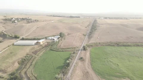 Aerial view of empty Railway lines in Samtskhe-Javakheti region of Georgia. 動画素材 161520772