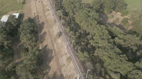 Aerial view of empty Railway lines in Samtskhe-Javakheti region of Georgia. Vídeos de archivo 161521117