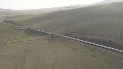 Aerial view of empty Railway tunnel in Paravani, Georgia 스톡 동영상 161960046