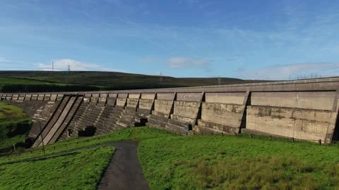 Aerial view of an empty reservoir during a heat wave. Stock Footage 247987618