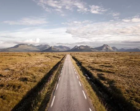 Aerial view of an empty road with copy space Stock Photos