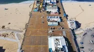 Aerial View Of Empty Santa Monica Pier Due To Coronavirus Pandemic Outbreak Stock Footage