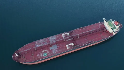Aerial view of empty ship on the Tejo river Stock Footage 104471725
