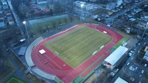 Aerial view of empty Stadium Stock Footage 147482138