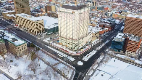 Aerial view of empty street in Quebec city Video stock 127520379