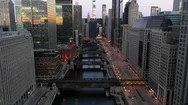 Aerial View Of Empty Streets Due To The Corona Virus Pandemic At Chicago. Stock Footage