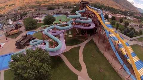 Aerial view of empty water park Stock Footage 40671379