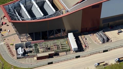 Aerial view of Encyclis Newhurst ERF industrial facility, United Kingdom. Stock Footage 333355508