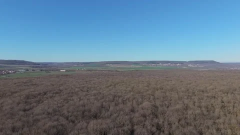 Aerial View of Endless Fields and Distant Horizon Under Clear Sky Stock Footage 324529274