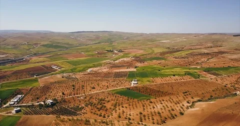 Aerial view of endless plain in Harran Turkey Stock Footage 98802466