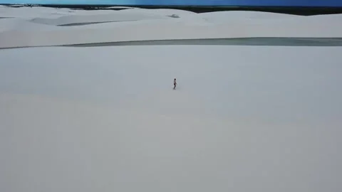 Aerial View Of Endless Sand Dunes In Maranhao Stock Footage 327625499