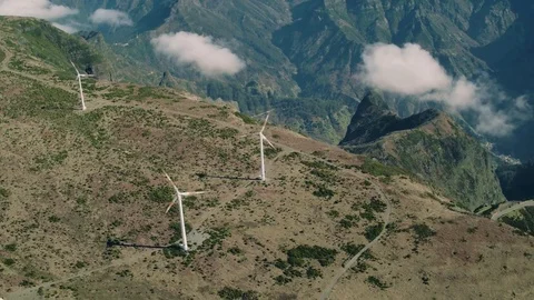 Aerial View of Energy Producing Wind Turbines Stock Footage 72304202