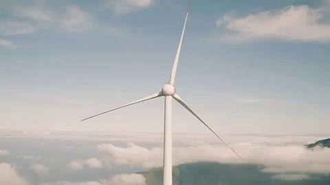 Aerial View of Energy Producing Wind Turbines Stock Footage 72305618