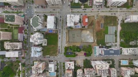 Aerial View: Engineers and workers collaborate to pour concrete into the Stock Footage 296085269