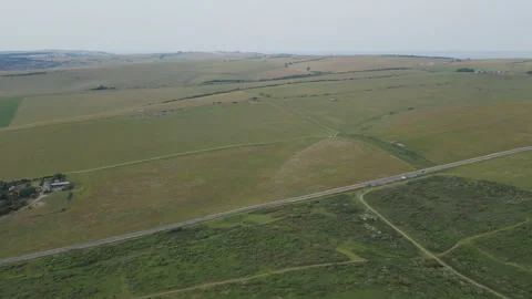 Aerial view of English fields in countryside. Stock Footage 244700541