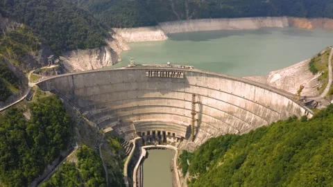 Aerial view of Enguri Dam Stock Footage 285474668