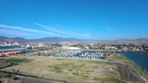 Aerial view of Ensenada Cruise Port Village in Baja California, Mexico Stock Footage 324086053