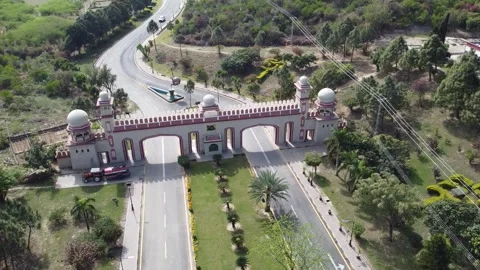 Aerial View of Entry Gate, MGH Society, Pakistan, Islamabad March 4th, 2023 Stock Footage 240655595