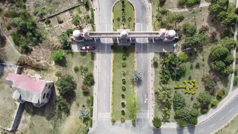 Aerial View of Entry Gate, MGH Society, Pakistan, Islamabad March 4th, 2023 Stock Footage 240655870