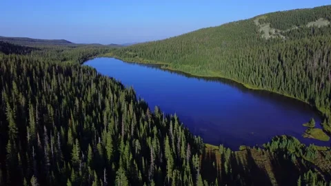 Aerial view Environmental Conservation Lake in the Rocky Mountains 스톡 동영상 219904099