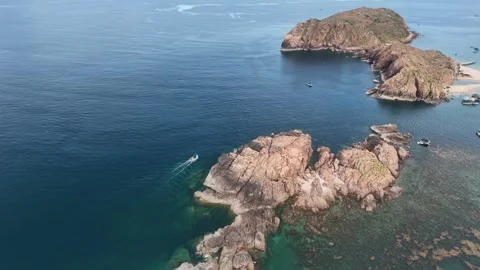 Aerial view of Eo Gio rocky coast in Quy Nhon Vietnam Stock Footage 337890725
