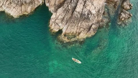 Aerial view of Eo Gio rocky coast in Quy Nhon Vietnam Stock Footage 337890867