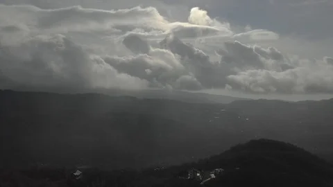 Aerial View of Epic and Dark clouds Stock Footage 99723669