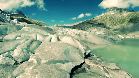 Aerial view of epic ice glacier landscape scenery Stock-Footage 64536863