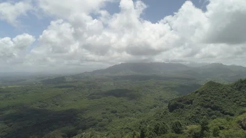 Aerial View Epic Mountain Peak Reveal with Birds Flying By in Kauai, Hawaii Stock Footage 125797254